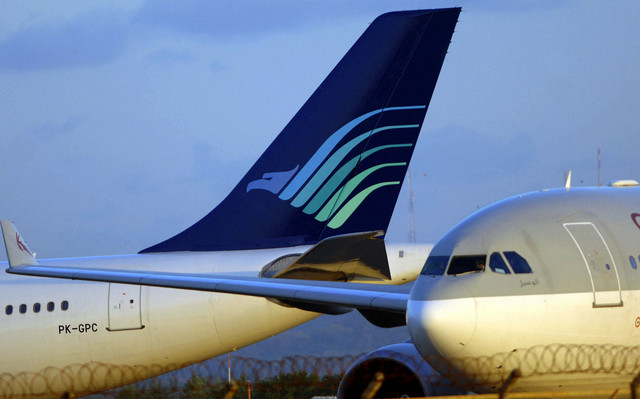 Ilustrasi logo Garuda Indonesia. Foto: SONNY TUMBELAKA/AFP