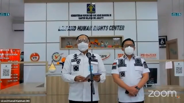 Konferensi pers Kanwil Kemenkumham DKI Jakarta, Kamis (12/8). Foto: Humas Kanwil Kemenkumham DKI Jakarta