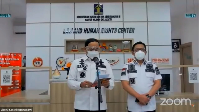 Konferensi pers Kanwil Kemenkumham DKI Jakarta, Kamis (12/8). Foto: Humas Kanwil Kemenkumham DKI Jakarta