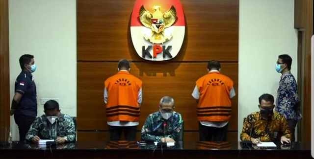Konferensi pers KPK penetapan tersangka yang melibatkan Bupati Bintan, Apri Sujadi. Foto: Istimewa/kepripedia.com