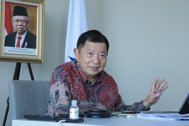 Menteri PPN/Kepala Bappenas Suharso Monoarfa dalam Webinar Mengembangkan Puskesos-SLRT: Mengawal Reformasi Sistem Perlindungan Sosial Nasional yang digelar secara daring, Kamis (12/8).