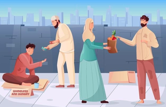 ilustrasi contoh perbuatan baik sesuai ajaran agama islam, sumber gambar: https://www.freepik.com/