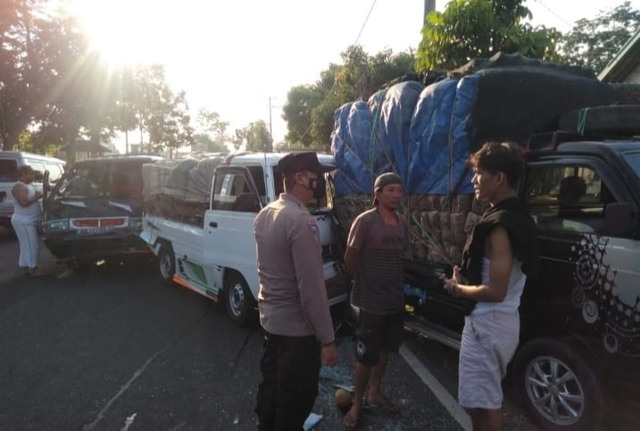 Kecelakaan beruntun di Jalan Raya Cugenang, Cianjur. Foto: Dok. Istimewa