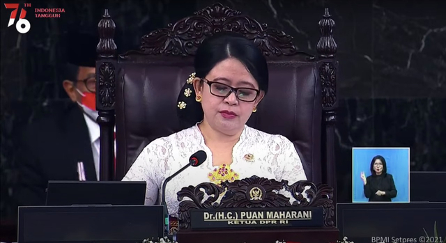Ketua DPR Puan Maharani dalam Sidang Tahunan MPR/DPR/DPD di Senayan, Senin (16/8/2021). Foto: Dok. Biro Setpres