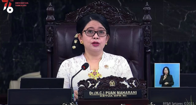 Ketua DPR Puan Maharani dalam Sidang Tahunan MPR/DPR/DPD di Senayan, Senin (16/8/2021). Foto: Dok. Biro Setpres