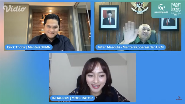Saat Sesi Talkshow Lead The Fest 2021 by Pemimpin.id Berlangsung dengan INDAHKUS sebagai Moderator.