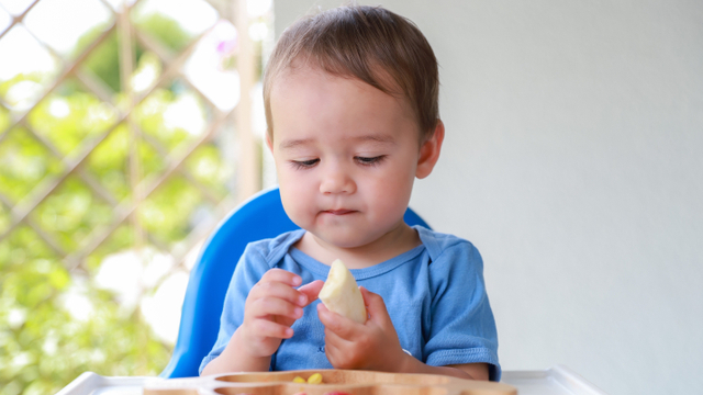 Ilustrasi bayi makan buah. Foto: Shutter Stock