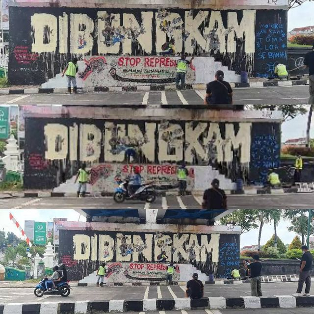 Mural di bawah Jembatan Kleringan Kewek, Danurejan, Kota Yogyakarta. Foto: Instagram/@yogya_streetart_studio