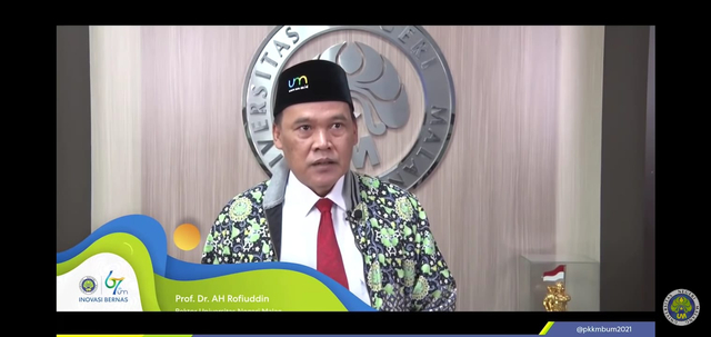 Sumber : Dokumen reporter - Siaran langsung Opening Ceremony PKKMB UM 2021 (16/08) melalui akun Youtube resmi Universitas Negeri Malang