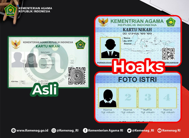 Wujud Kartu Nikah digital hoaks yang beredar. Foto: Kemenag RI
