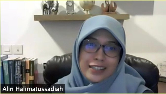 Alin Halimatussadiah, Kepala Kajian Ekonomi Lingkungan LPEM FEB UI dalam Webinar IISD (12/07) | Sumber: IISD