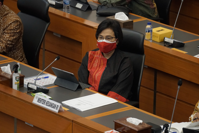 Menteri Keuangan Sri Mulyani Indrawati menghadiri rapat Kerja Badan Anggaran DPR RI. Foto: Iqbal Firdaus/kumparan