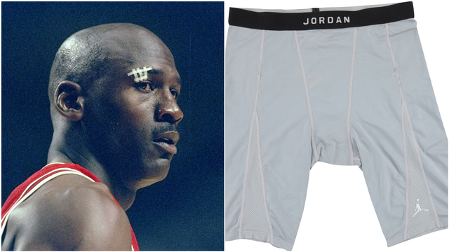 Michael Jordan dan celana dalam bekas yang dilelang dok Getty Images/Vincent Laforet dan https://lelands.com/