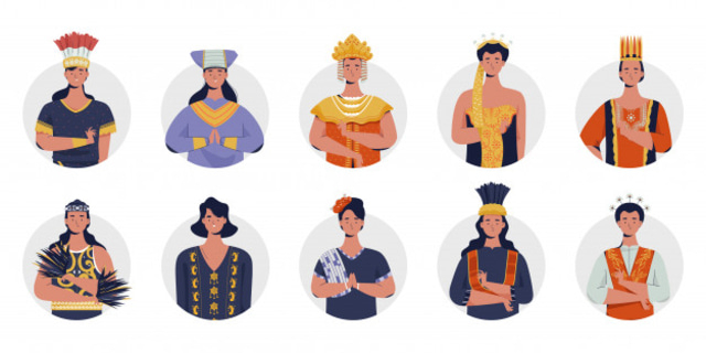 Ilustrasi suku yang ada di Indonesia dan daerah asalnya. Sumber: Freepik