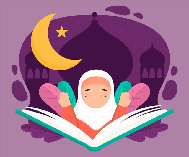Ilustrasi membaca sholawat. Sumber: freepik.com
