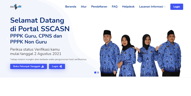 Halaman depan situs ssasn bkn.go.id. Foto: sscasn.bkn.go.id