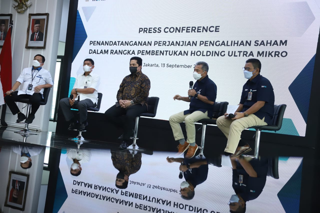 Erick Thohir hadir di acara peluncuran  holding BUMN ultra mikro. Foto: Dok. BRI