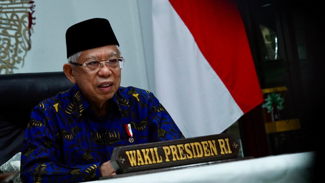 Wakil Presiden Ma'ruf Amin hadiri Webinar Nasional 'Ancaman Narkoba di Tengah Pandemi' secara daring. Foto: Dok. Setwapres RI