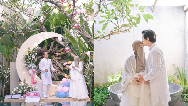 Momen acara tasyakuran 7 bulan sekaligus acara gender reveal Wardah Maulina dan Natta Reza. Foto: Instagram @wardahmaulina_