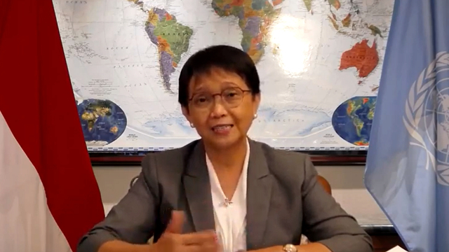 Press Briefing Menlu RI dari New York, AS, 22 September 2021. Foto:  YouTube/MoFA Indonesia