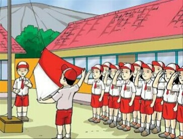 Ilustrasi perbedaan seragam sekolah dengan seragam pramuka dari segi warna. Sumber: Kemdikbud