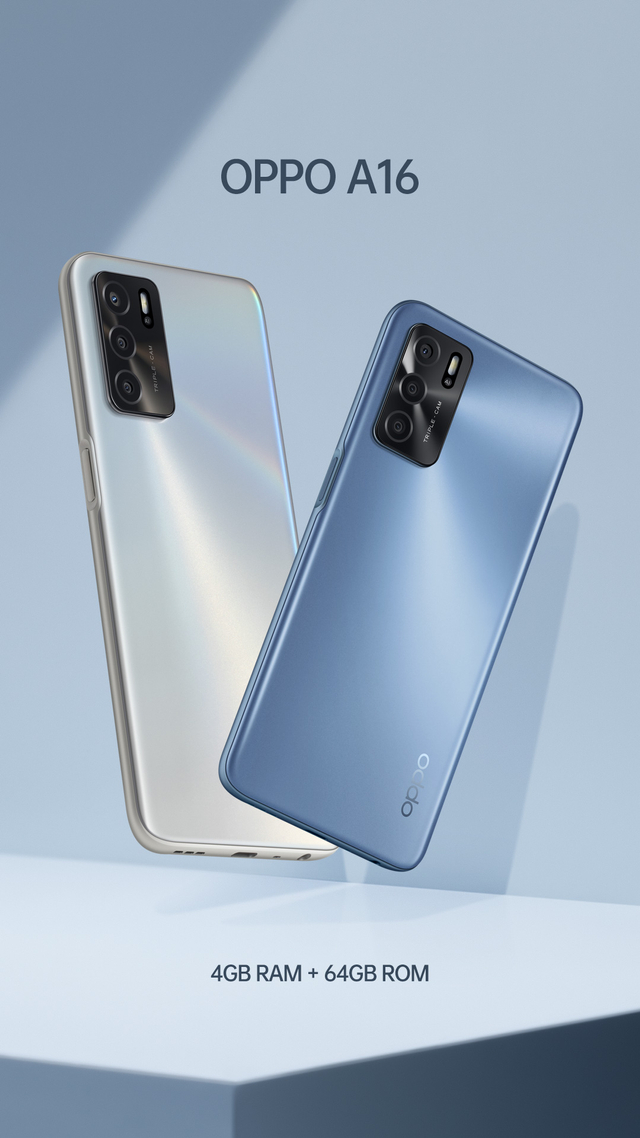 Oppo A16 varian baru dilengkapi dengan RAM 4 GB dan memori internal 64 GB. Foto: Oppo