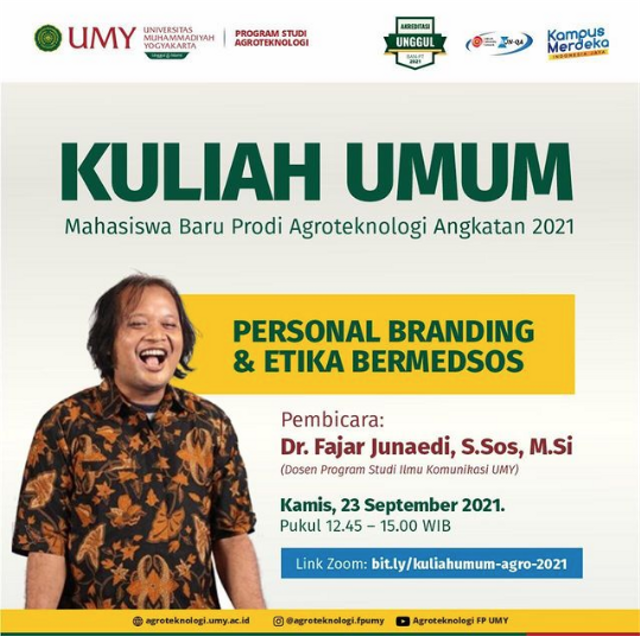 Poster kuliah umum Program Studi Agroteknologi Universitas Muhammadiyah Yogyakarta 