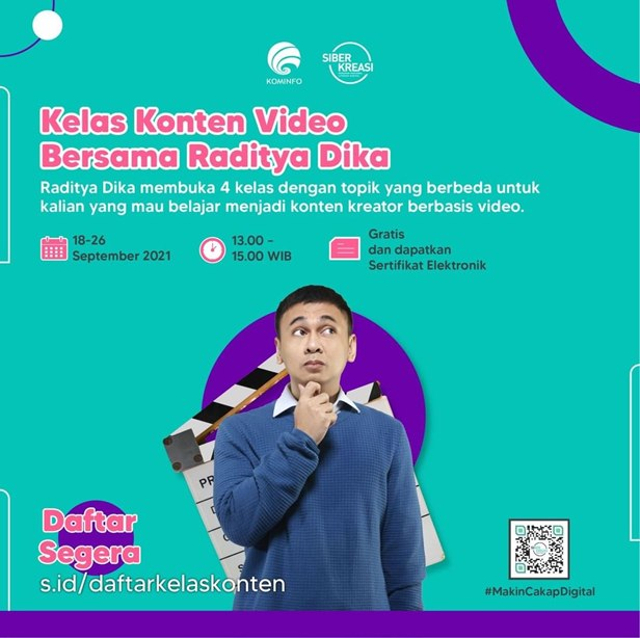 Kelas Konten Video Bersama Raditya Dika. Foto: Kominfo