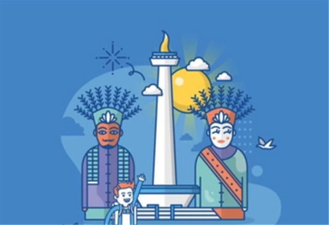 Ilustrasi suku Betawi, tempat berasalnya lagu kicir-kicir. Sumber: https://www.freepik.com/