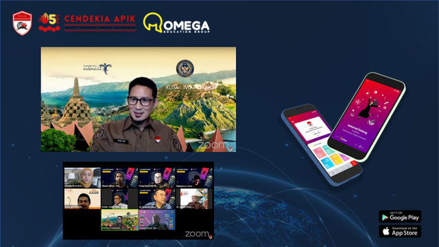 Menparekraf RI Sandiaga Uno saat meresmikan peluncuran Aplikasi PPI Dunia secara daring, Rabu, 22 September 2021