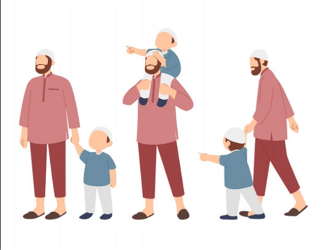 Ilustrasi ayah dan anak yang sholeh. Sumber: https://www.freepik.com/