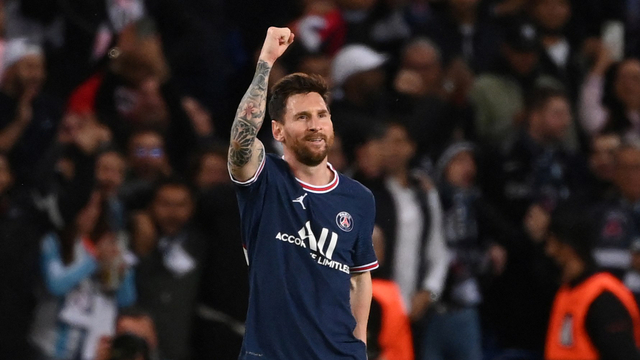 Selebrasi pemain Paris Saint-Germain (PSG) Lionel Messi usai mencetak gol ke gawang Manchester City pada pertandingan Grup A Liga Champions di Parc des Princes, Paris, Prancis.
Foto: FRANCK FIFE / AFP