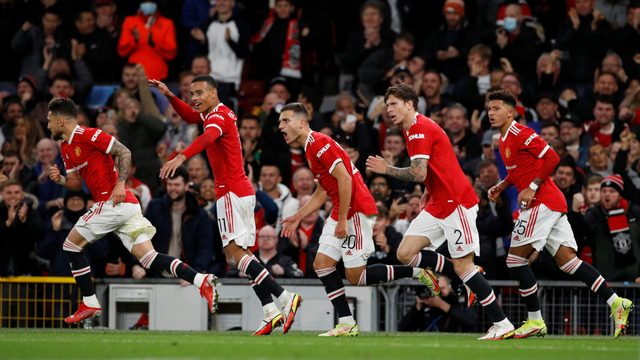 Selebrasi pemain Manchester United usai mencetak gol ke gawang Villarreal pada pertandingan Grup F Liga Champions di Old Trafford, Manchester, Inggris.
Foto: Phil Noble/REUTERS