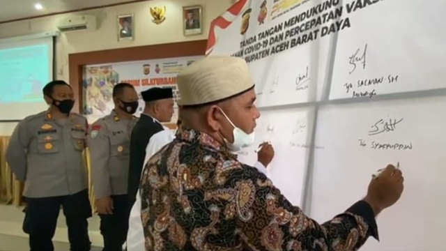 Perusakan gerai vaksinasi di Aceh Barat Daya berakhir dengan restorative justice. Foto: Dok. Polda Aceh