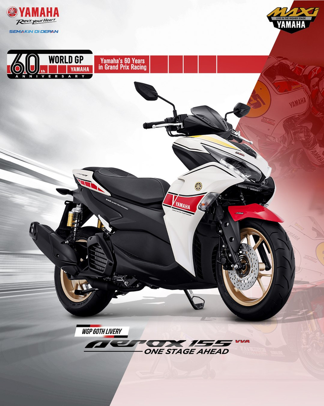 Yamaha Aerox dengan livery spesial World Grand Prix 60th Anniversary Foto: dok. Yamaha Indonesia