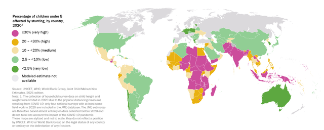 Stunting Prevalence based on country in 2020 (Sumber : UNICEF)
