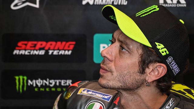 Valentino Rossi jelang Grand Prix MotoGP San Marino di Sirkuit Dunia Misano Marco-Simoncelli 18 September 2021. Foto: ANDREAS SOLARO/AFP