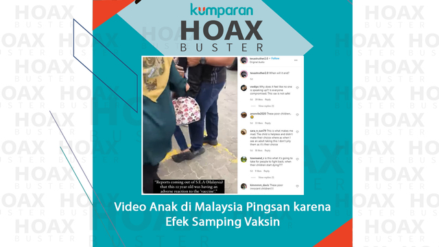 Hoaxbuster video anak di Malaysia pingsan karena efek samping vaksin. Foto: kumparan