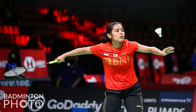 Tunggal putri Indonesia Gregoria Mariska Tunjung pada penyisihan grup A Uber Cup 2020 di Ceres Arena, Aarhus, Denmark.
Foto: Yves Lacroix/Badmintonphoto/BWF