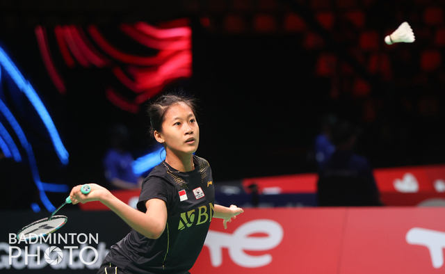 Tunggal putri Indonesia Putri Kusuma Wardani pada penyisihan grup A Uber Cup 2020 di Ceres Arena, Aarhus, Denmark. Foto: Yves Lacroix/Badmintonphoto/BWF