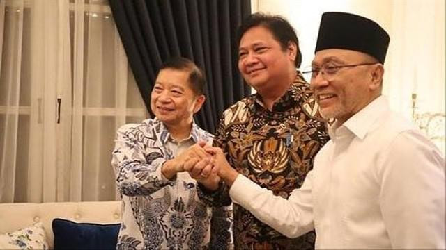 Pertemuan Airlangga, Zulkifli Hasan, Suharso Monoarfa. Foto: Dok. DPP PAN