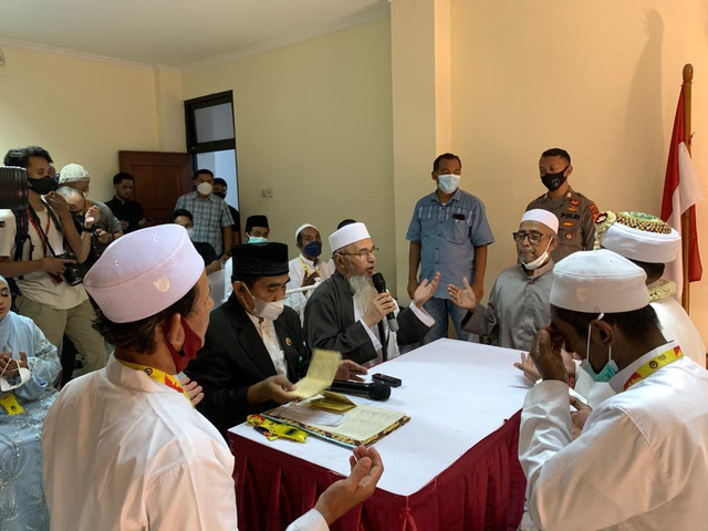 Napi terorisme Husein Hasni menikahkan anaknya di Rutan Polda Metro Jaya, Sabtu (14/5). Foto: Dok. Istimewa