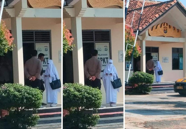 Manusia berjubah putih yang gegerkan warga Pringsewu diamankan Polsek Sukoharjo Polres Pringsewu. | Foto: Ist