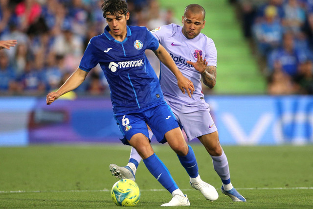 Pertandingan Getafe melawan FC Barcelona pada pertantingan lanjutan Liga Spanyol di Coliseum Alfonso Perez, Getafe, Spanyol. Foto: Isabel Infantes/REUTERS