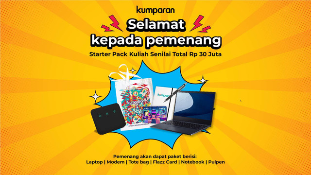 Pengumuman pemenang starter pack kuliah senilai total Rp 30 juta