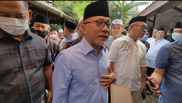 Zulkifli Hasan di Rumah Duka Fahmi Idris, Jakarta, Minggu (22/5). Foto: Aprilandika Pratama/kumparan