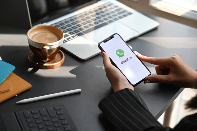 Ilustrasi menggunakan WhatsApp untuk bekerja. Foto: Shutterstock
