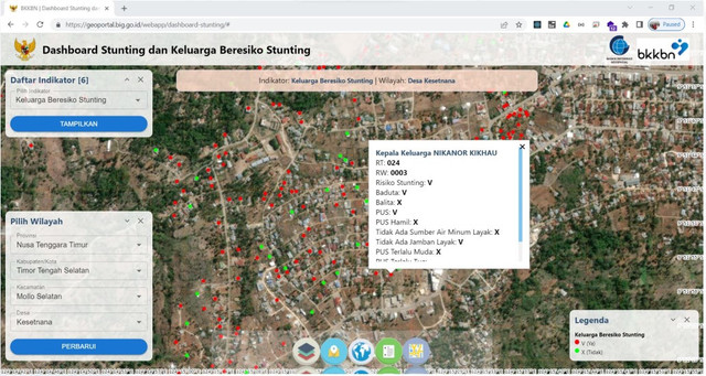 Tampilan dashborad stunting pada geoportal.big.go.id