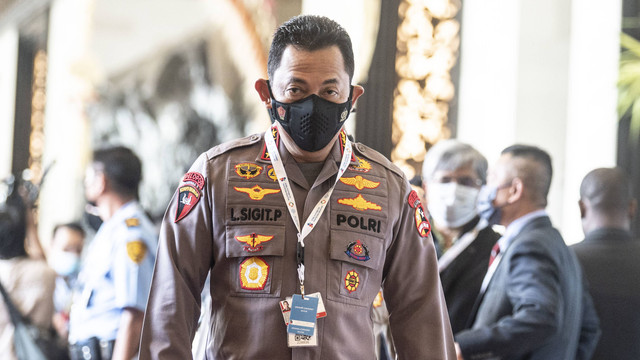 Kapolri Jenderal Listyo Sigit Prabowo menghadiri pembukaan Global Platform for Disaster Risk Reduction (GPDRR) 2022 di Nusa Dua, Bali, Rabu (25/5/2022). Foto: Aprillio Akbar/ANTARA FOTO