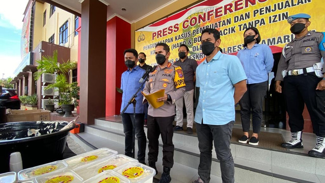 Polresta Samarinda ungkap bisnis kosmetik ilegal, Rabu (25/5/2022). Foto: Dok. Istimewa